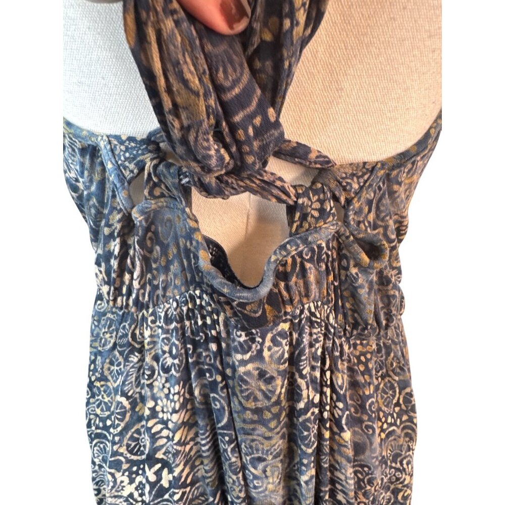 2/$30 ZARA Basic S Blue & Gold Sleeveless Backless Halter Midi Dress - Picture 13 of 16